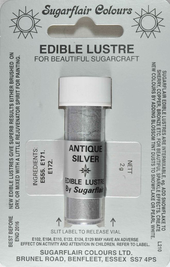 Sugarflair Edible Lustre Colour Antique Silver image 0
